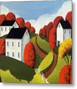 White Cottages Metal Print