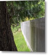 White Fence And Tree Metal Print