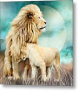 White Lion Family - Protection Metal Print