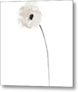 White Poppy Bride Wedding Gift Ideas, Minimalist Floral Illustration Metal Print