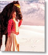 White Sands Horse And Rider #2b Metal Print
