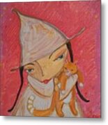 White Witch And Kitty Poo Metal Print