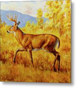 Whitetail Deer In Aspen Woods Metal Print