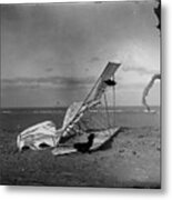 Wilbur And Orville Wright Crumpled Glider Wrecked By The Wind On Hill Of Wreck Named After Shipwreck Metal Print