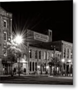 Wilmington Cotton Exchange At Night In Black And White Metal Print