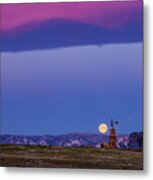 Windmill At Moonset Metal Print