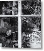 Window In Black And White Metal Print