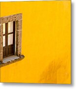 Window On A Yellow Wall. Metal Print