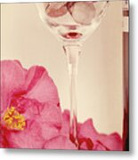 Wine With Camellia Metal Print
