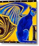 Winged Feline - Cat Art With Letter P By Dora Hathazi Mendes Metal Print
