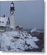 Winter At The Lighthouse Metal Print