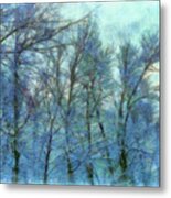 Winter Blue Forest Metal Print