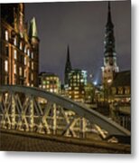 Winter Evening In Hamburg Metal Print