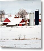 Red Barns And Blue Silos Metal Print