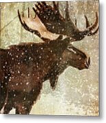 Winter Game Moose Metal Print