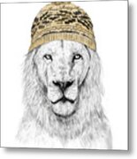 Winter Lion Metal Print