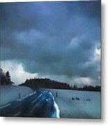 Winter Landscape At Dusk Metal Print