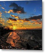 Winter Sunset On A Chesapeake Bay Beach Metal Print