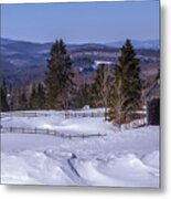 Winter Time At The Foster Covered Bridge Metal Print