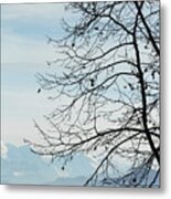 Winter Tree And Alps Mountains Upon The Fog Metal Print