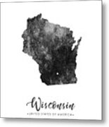 Wisconsin State Map Art - Grunge Silhouette Metal Print