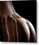 Woman Body Covered With Milk Metal Print