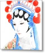 Woman From Chinese Opera With Tattoos -- The Original -- Asian Woman Portrait Metal Print