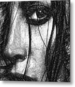 Woman Sketch In Black And White Metal Print