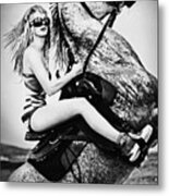 Woman With A White Horse Metal Print