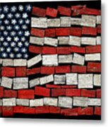 Wood Planked American Flag Metal Print