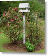 Wooden Bird House On A Pole 1 Metal Print