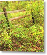Wooden Fence In Autumn Metal Print