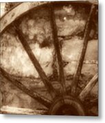 Wooden Wagon Wheel Metal Print