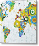 Abstract World Colorful Map Metal Print