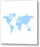 World Map - Blue Metal Print