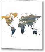 World Map - Ocean Texture Metal Print
