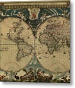 World Map Of 1664 Metal Print