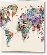 World Map Watercolors Metal Print