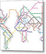 World Metro Tube Subway Map Metal Print