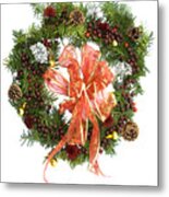 Wreath With Bow Metal Print