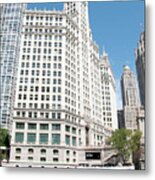 Wrigley Building Overlooking The Chicago River Metal Print