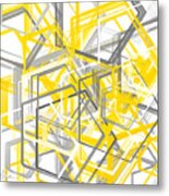 Yellow And Gray Geometric Shapes Art Metal Print