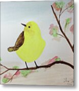Yellow Chickadee On A Branch Metal Print