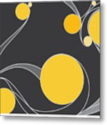 Yellow Circles Abstract Design Metal Print