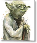 Yoda Watercolor Metal Print