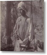 Young Man In White Robe And Head Gear Holding Scabbard Metal Print