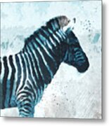 Zebra- Art By Linda Woods Metal Print