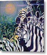 Zebras On The Savanna Metal Print