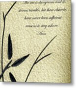 Zen Sumi 4h Antique Motivational Flower Ink On Watercolor Paper By Ricardos Metal Print