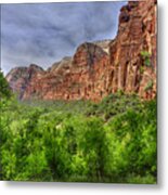 Zion View Of Valley With Trees Metal Print